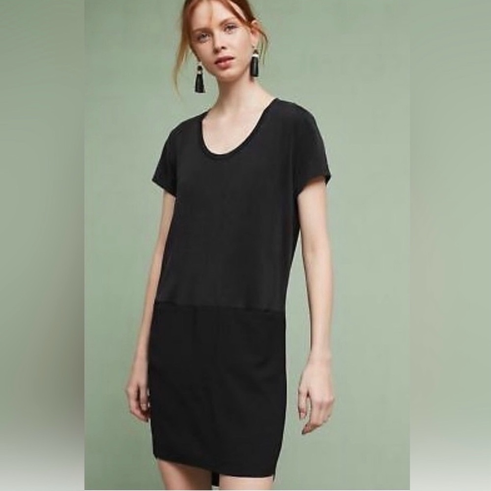 Anthropologie Dolan Black Knit/Woven Mini Dress Tunic Sz L